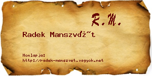 Radek Manszvét névjegykártya